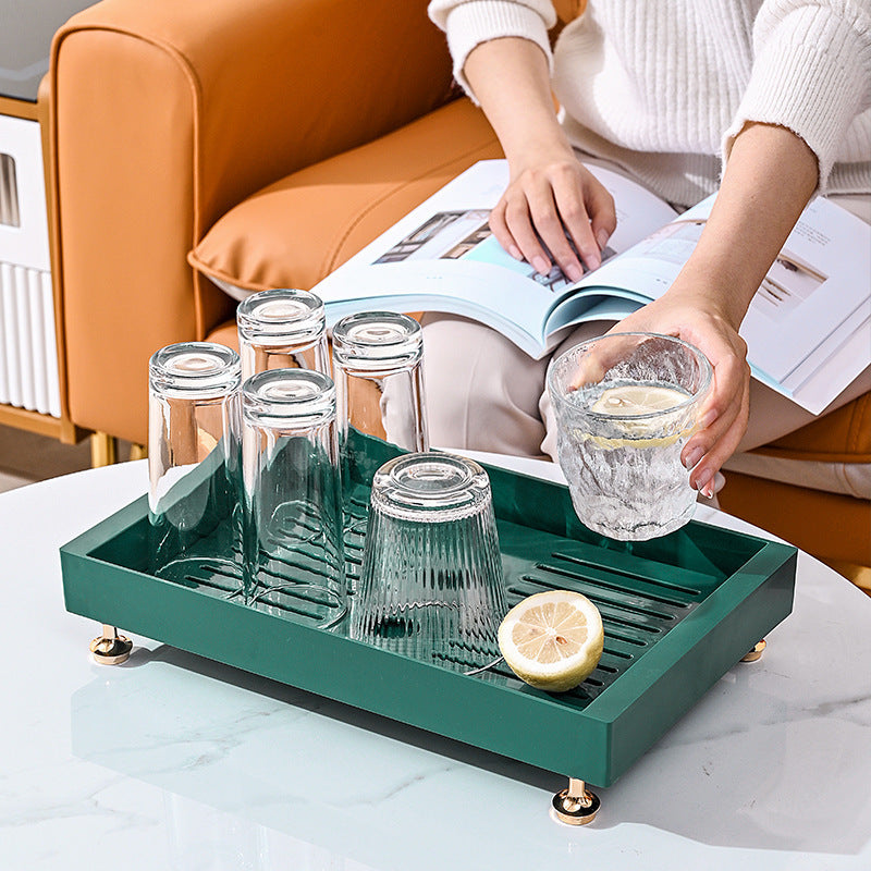 Manufacturer light luxury drain tray household double drain tray kitchen water cup tableware storage box simple filter tea tray