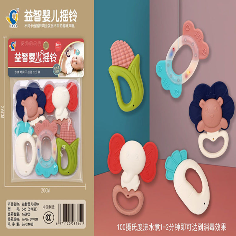 Cross-border Export South East Asia Baby Rattle Hand Rattle Bag Newborn Baby Toys Teeth Chewing Glue Rattle Gifts
