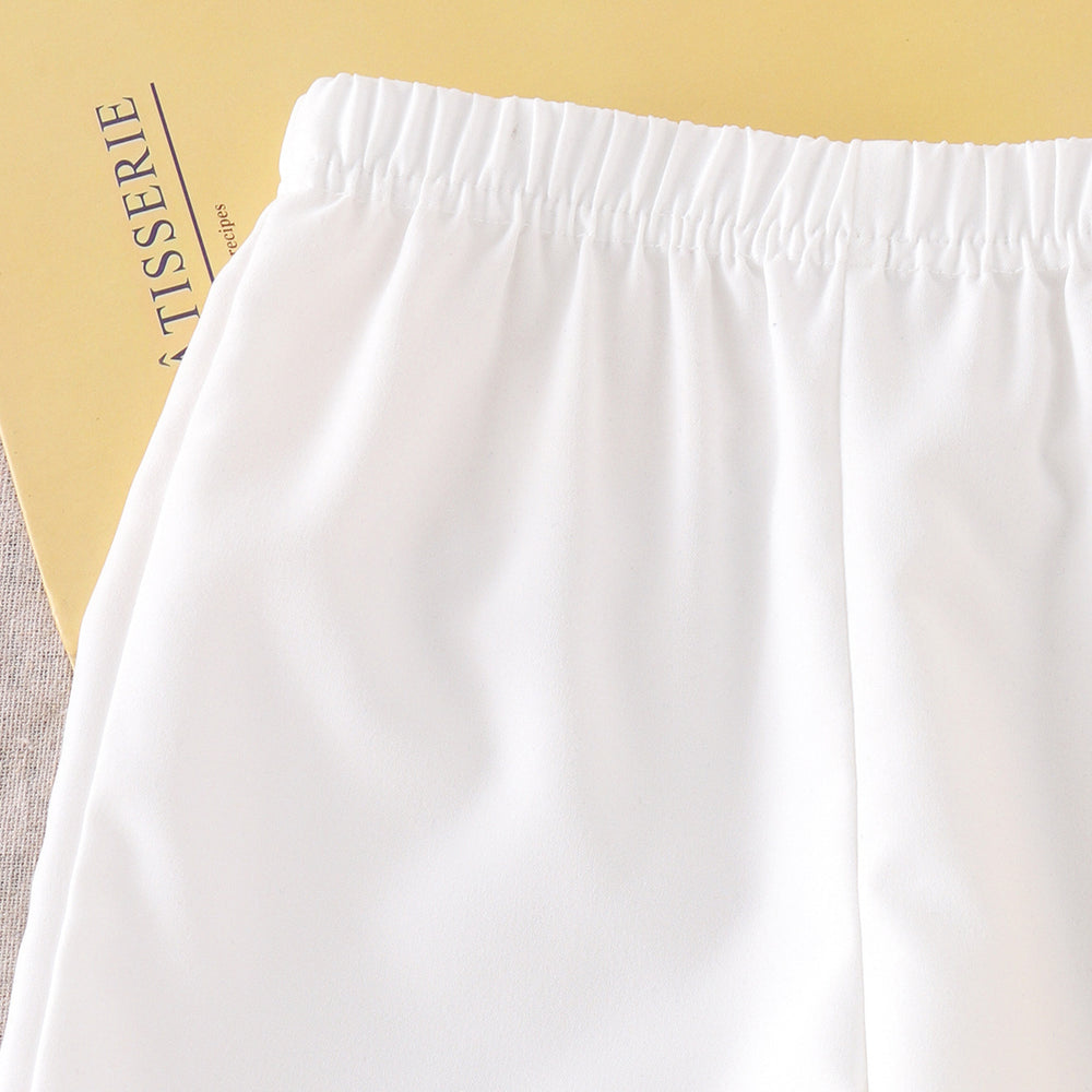 Girls' 3d floral outfit: yellow mesh flower sleeveless tank top & white wide-leg pants - fresh summer style