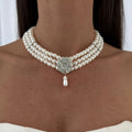 Baroque pearl necklace wholesale cross-border diamond flower sweater chain multi-layer retro niche high-end collarbone chain