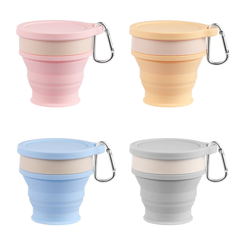 Upgraded silicone collapsible cup with hanging hole - portable travel water bottle for outdoor use, suitable for kids