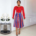 European and american cross-border e-commerce african plus size women's a-line skirt   striped flared skirt dress