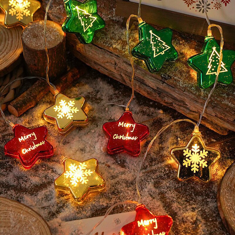 Cross-border new LED Christmas ball gift box five-star series small lights Christmas tree pendant girl heart arrangement