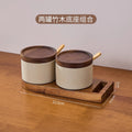 Japanese ceramic seasoning jar set - salt, msg, chicken bouillon, chili sauce, condiment storage for home kitchen, commercial restaurant, and hotel use