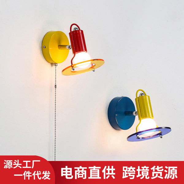 马卡龙撞色拉线儿童房壁灯北欧彩色过道走廊可调节时尚玄关阳台灯