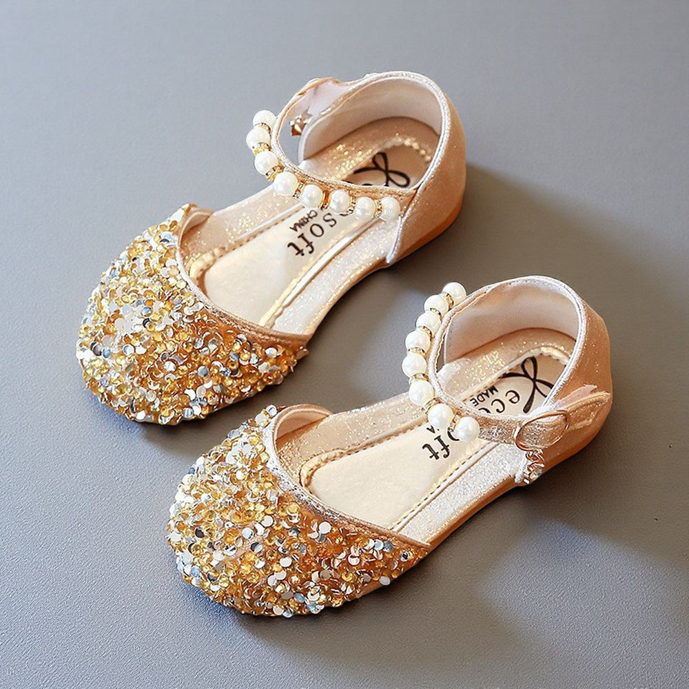 spring/autumn collection: korean style fashionable sequin princess shoes for little girls - stylish summer high-heeled comfortable single shoes wholesale