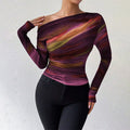 Amazon fashion women's slim-fit one-shoulder long sleeve t-shirt top for autumn/winter  - cross-border e-commerce