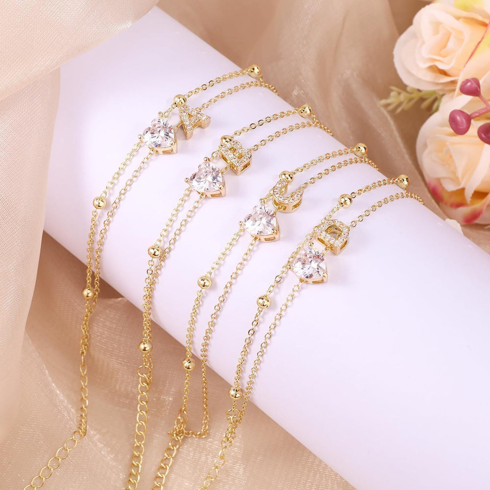 amazon european and american style 26 initial letters fashionable love layered rice beads personalized anklet