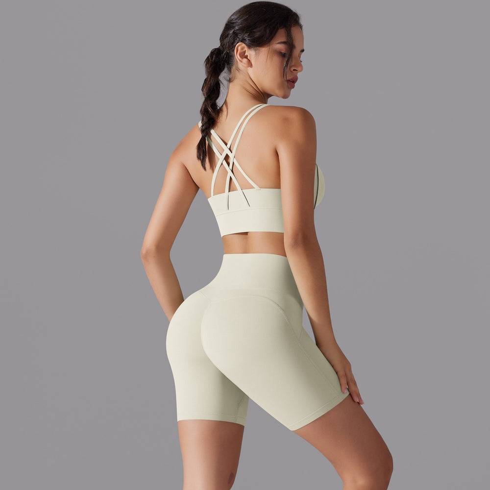 New arrival free underwear three-quarter shorts yoga suit beautiful back cross sports intimates fitness yoga suit