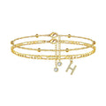 export hot-selling 26-letter anklet, zircon letter anklet, minimalist fashion seed bead cuban double-layer anklet