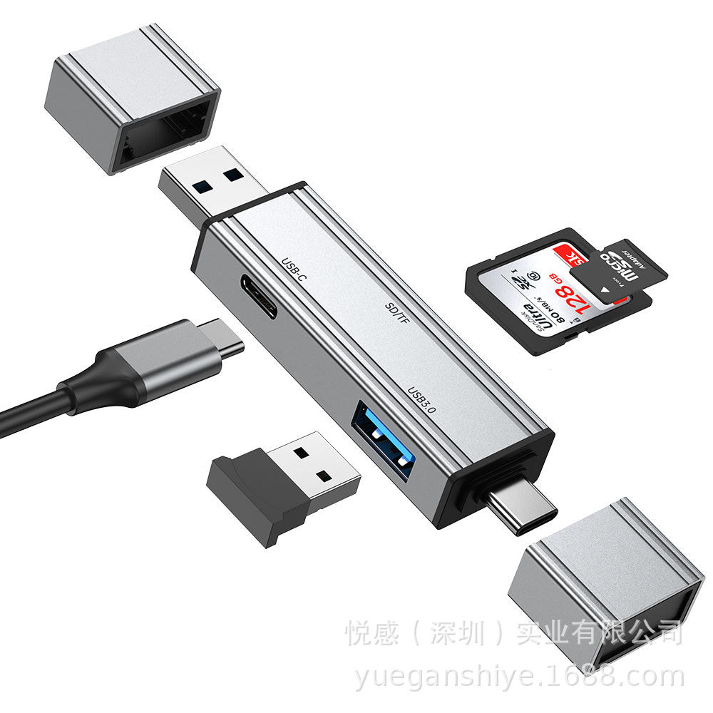 wireless 2.0 & 3.0 2-in-1 card reader - sd/tf card converter with usb and type-c ports