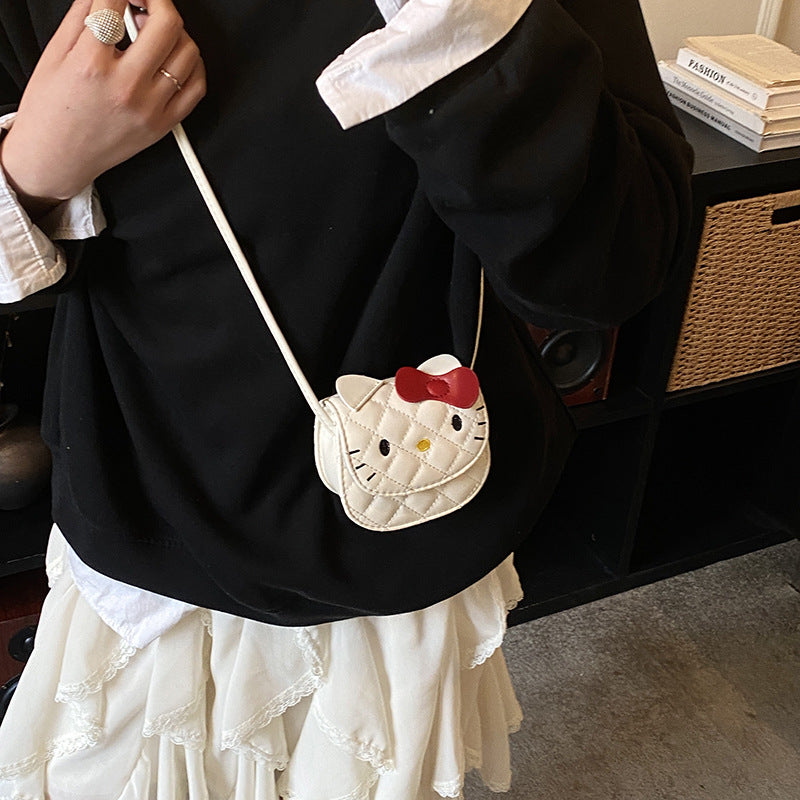 Cartoon kids' bag 2026 new family cute cat mini crossbody bag girls' coin purse compact lipstick bag