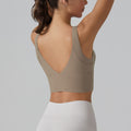 New arrivalnude yoga sports brasexy deep v beautiful back fixed all-in-one cup sports intimates fitness vest women