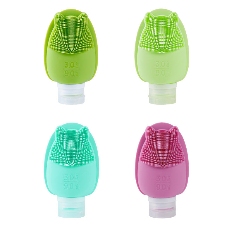 Silicone travel bottle set - shampoo, body wash, cosmetic lotion - travel size squeeze & pump dispenser toiletry bag