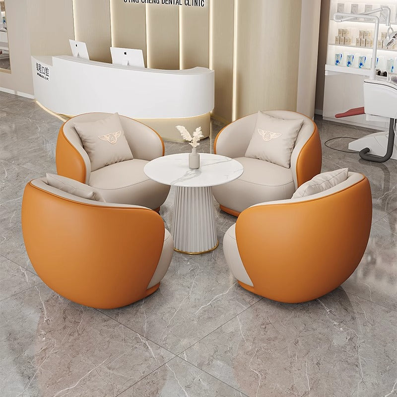 Cream style normcore slate leather corner table modern living room round small apartment size round coffee table sofa combination