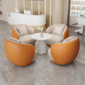 Cream style normcore slate leather corner table modern living room round small apartment size round coffee table sofa combination