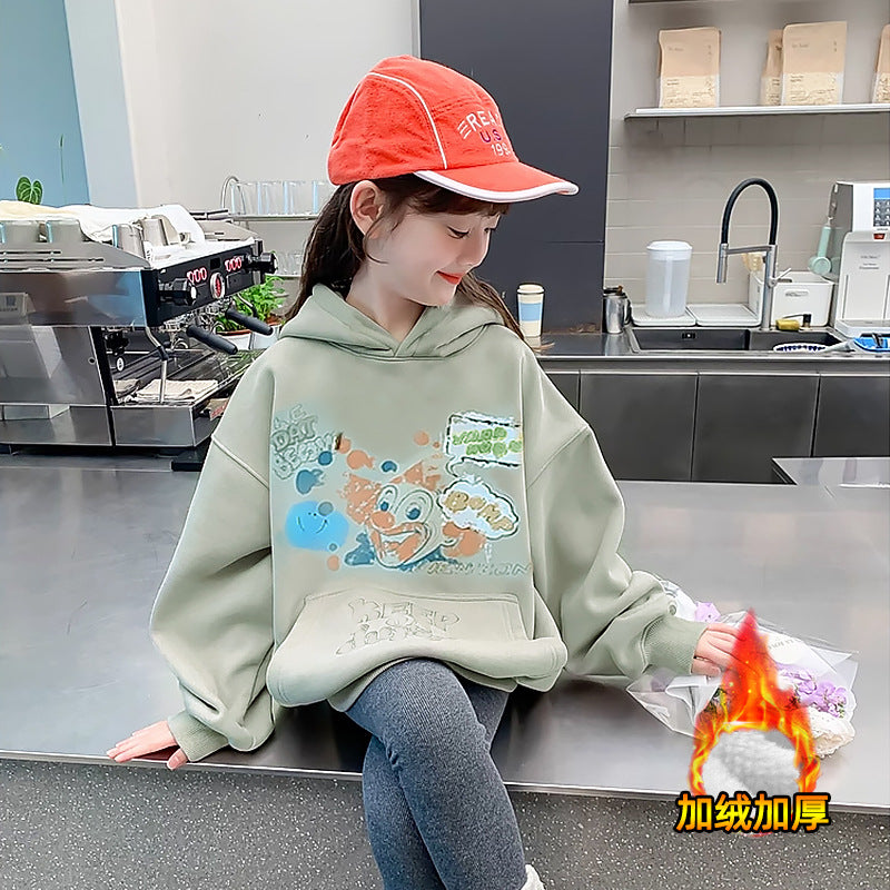 Girls' hooded sweatshirt - new autumn  collection - stylish & casual fleece-lined top for kids & teens - autumn/winter