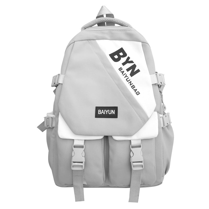 Burden reduction spine protection capacity Strong backpack Lightweight waterproof Simple high school backpack Junior high school schoolbag Women