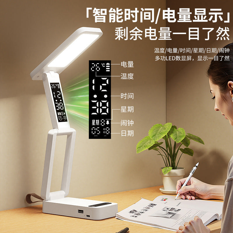 Foldable mini desk lamp - rechargeable, eye-care design, portable, extra-long battery life - perfect for college students, study, dorm room, and bedside use