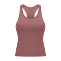Ready-to-ship yoga outfit: stylish racerback yoga tank top with built-in bra pads for women - perfect for running, fitness, and workouts (model dt140)