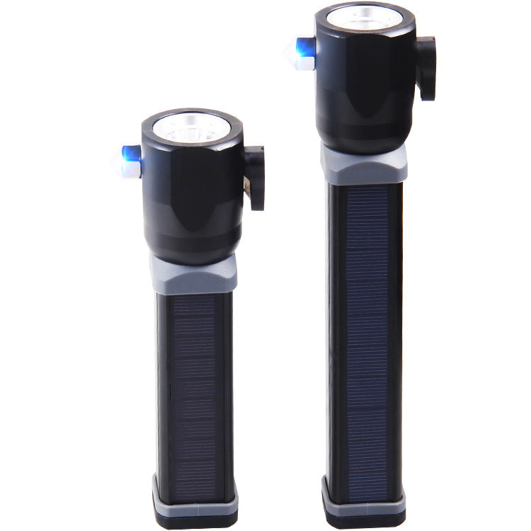 Cross-border new fire-fighting strong light USB solar charging flashlight T6 remote vehicle safety output LED flashlight