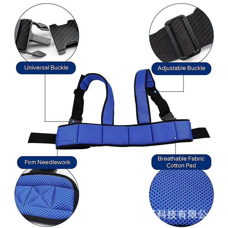 Wheelchair safety belt - adjustable length, anti-slip, anti-fall, safety harness with hook for seniors