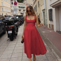 Export   spring and summer new arrival european and american women's clothing elegantpure color square collar sleeveless waist suspender dress