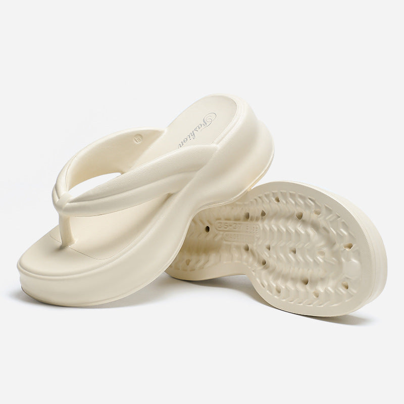 Thick sole flip-flops for women summeroutwear stepping on shit feeling eva heightening beach flip-flops easiest for matchcasual sandals