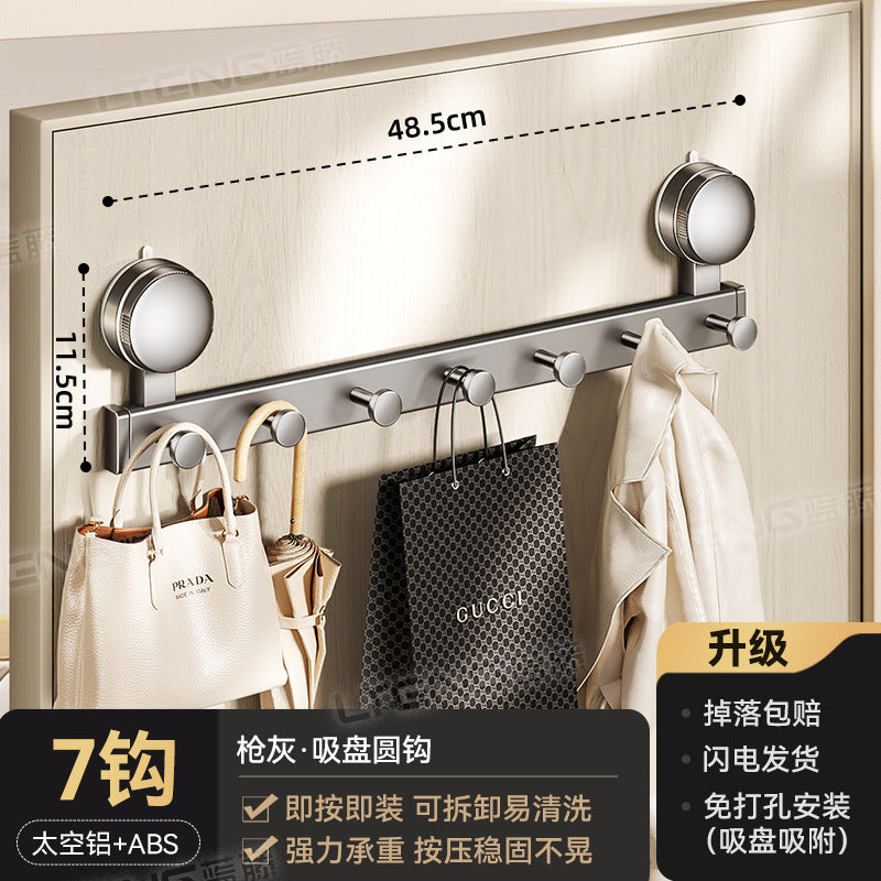 Strong vacuum suction cup door rear row hook storage rack Adhesive hook entry door No punching wall clothing storage hanger