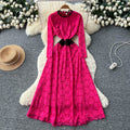 French chic, understated elegance: women's autumn  dress - high-end, slim-fit, figure-flattering, lace maxi dress