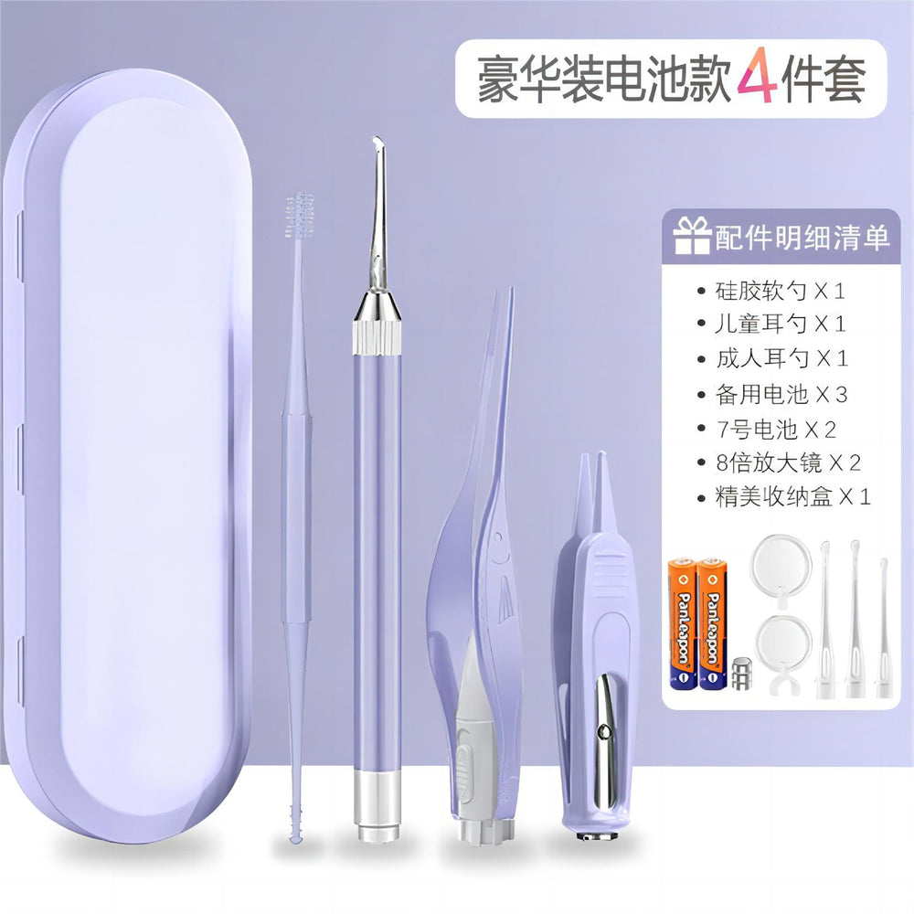 Glowing ear spoon & earwax tweezer set - kids' ear cleaning kit with visual inspection - baby ear pick - in stock & ready to ship