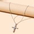 Wholesale diamond-studded cross necklace, cross-border sweater chain jewelry accessories, personalized alloy minimalist high-end pendant for women