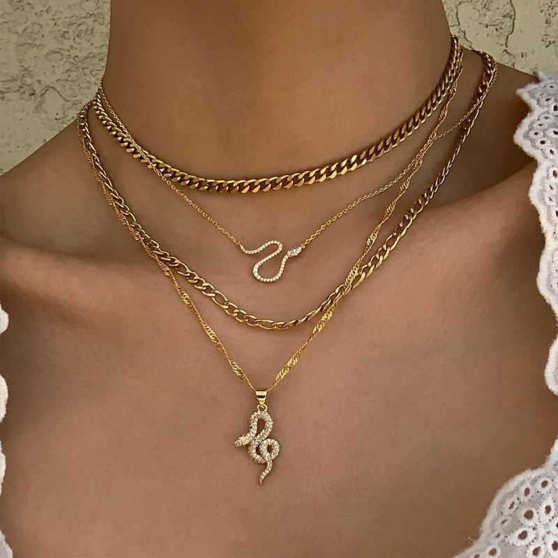 Stacked sunflower pendant wholesale cross-border retro multi-layer necklace niche high-end cross heart clavicle chain