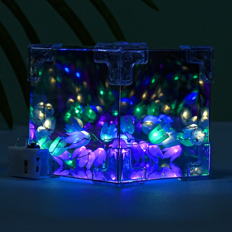 Tulip starry sky flower sea night light technology small production handmade DIY three-dimensional Rubik's cube mirror children's gift set