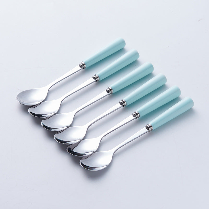 Stainless steel fruit fork set with premium ceramic storage jar, fruit picks, home watermelon forks, and stylish spoons