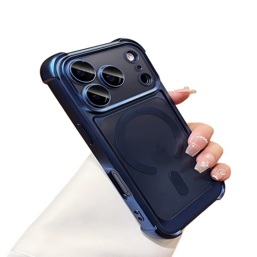 Suitable for iphone17pro mobile phone case high quality frosted four-corner magnetic airbag all-inclusive anti-fall apple 16/15