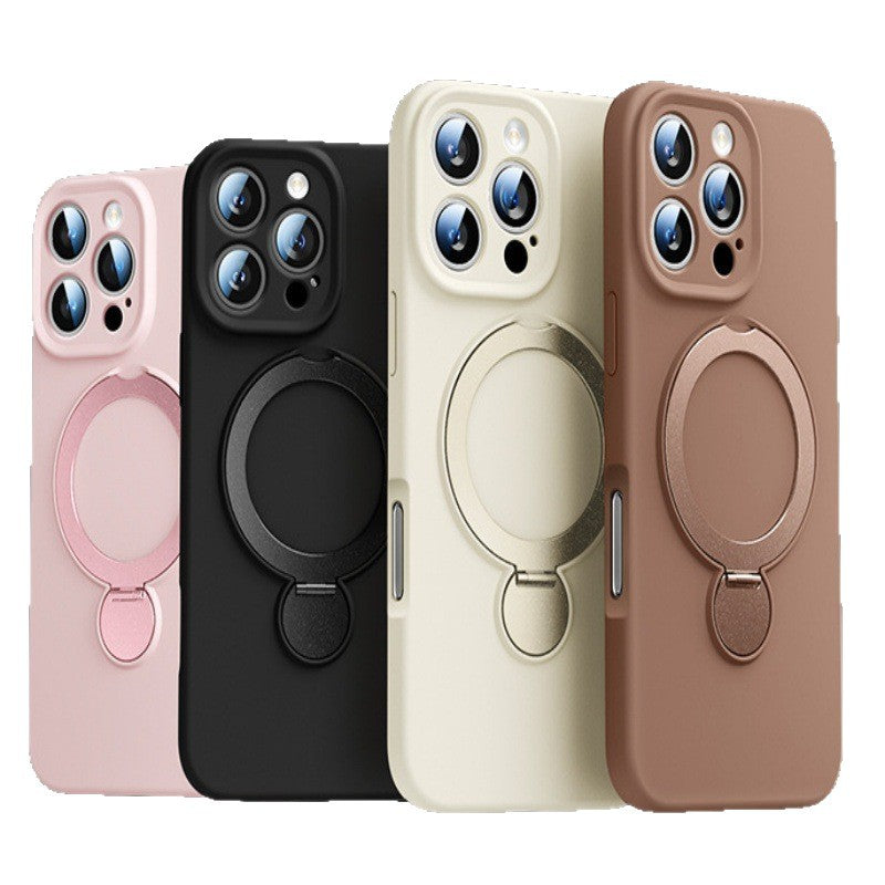 Liquid silicone suitable for apple 17promax mobile phone case all-inclusive rotating magnetic holder iphone15 protective cover
