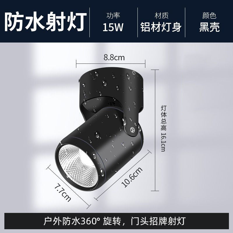 Led outdoor waterproof spotlight - adjustable angle for storefront signs, wall advertising, and outdoor flood lighting