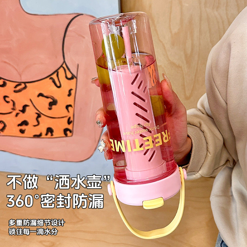 New arrival large-capacity scented tea cup for girls and students, portable straw cup, good-looking tea water separation fruit tea cup