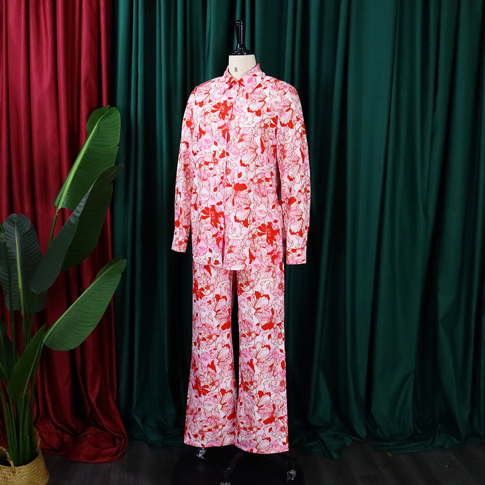 Q073 plus size women's fashion:  spring/summer new arrivals - stylish casual printed african-inspired two-piece set (us/eu style)
