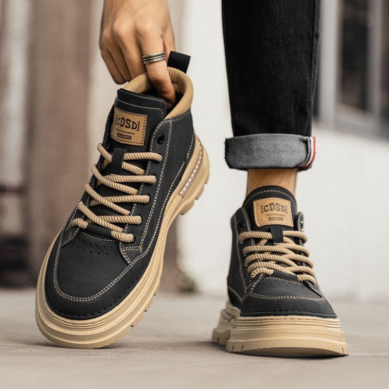 Men's spring new arrivals: british retro mid-cut martin boots, men's casual work shoes, trendy low-top ankle boots, leather shoes