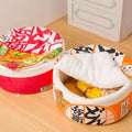 Influencer-approved instant noodle cat bed - enclosed, warm, plush cat/dog bed - japanese style, fleece-lined, removable & washable cat house supplies