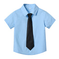 Boys' cotton shirt - korean style, new spring/summer trendy design with tie, baby white, stylish preppy school style boys' shirt