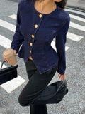 Amazon tiktok pinduoduo foreign trade cross-border fashion round neck waist fishtail denim short jacket