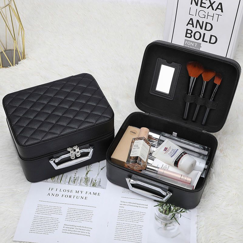 Dongguan Shenzhen Cosmetic Case Cosmetic Bag Factory Manufacturer Storage Bag Portable Cosmetic Leather Box Production High-end Leather Box