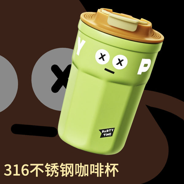 Cross-border creative tide play polygonal coffee cup ins portable accompanying 316 stainless steel sealed thermal insulation water cup wholesale