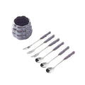 Influencer-approved creamy fruit fork set: electroplated, luxe storage jar, high-value coffee table decor, fruit picks