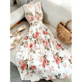 Women's new summer french chic floral print v-neck sleeveless maxi dress - perfect for dates