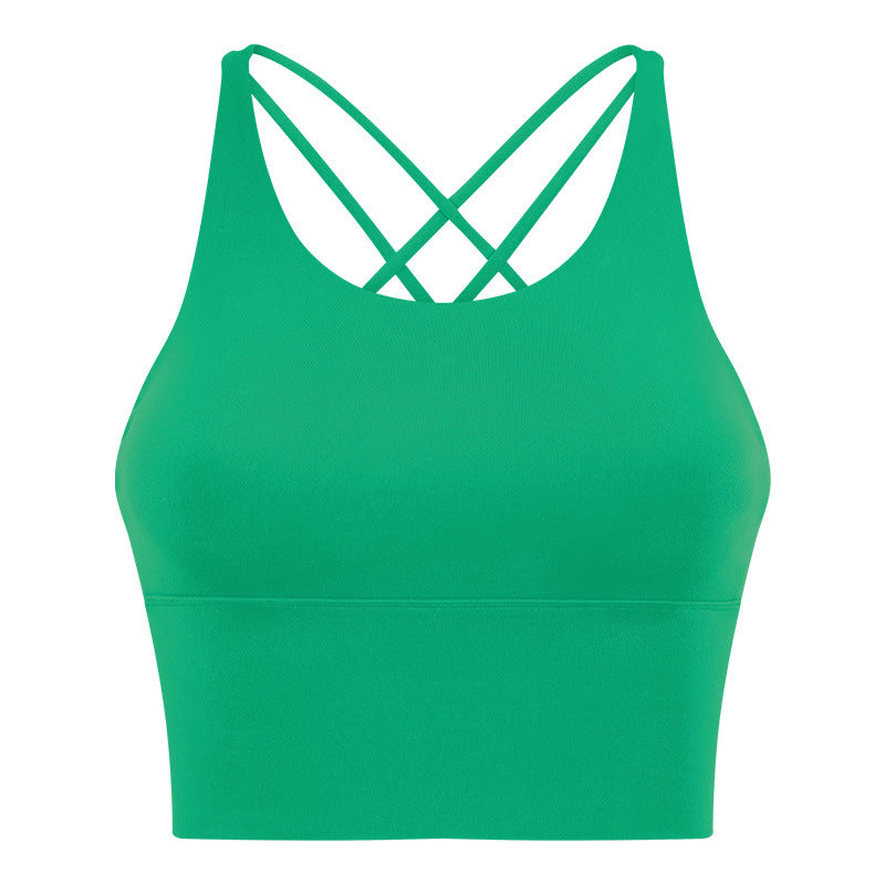 New sports bra - shockproof, sexy open-back, thin strappy tank top - women's yoga bra d19095
