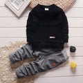 Spring/autumn kids' two-piece outfit set: hooded top and pants with large pockets for baby boys and girls. factory direct, ships in bulk